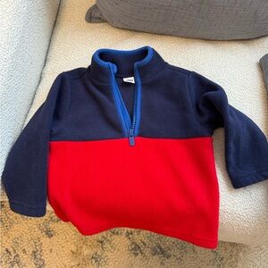 Old Navy 12-18 mo Navy & Red Half-Zip Fleece Pullover